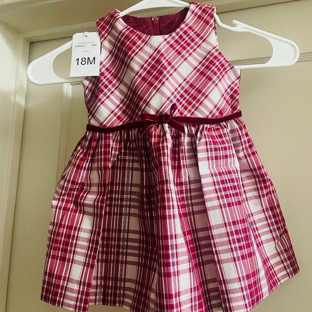 Bonnie Baby 18M Burgundy and White Dress